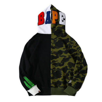 BAPE 1st Camo Ape Panda Half Full Zip Hoodie Green